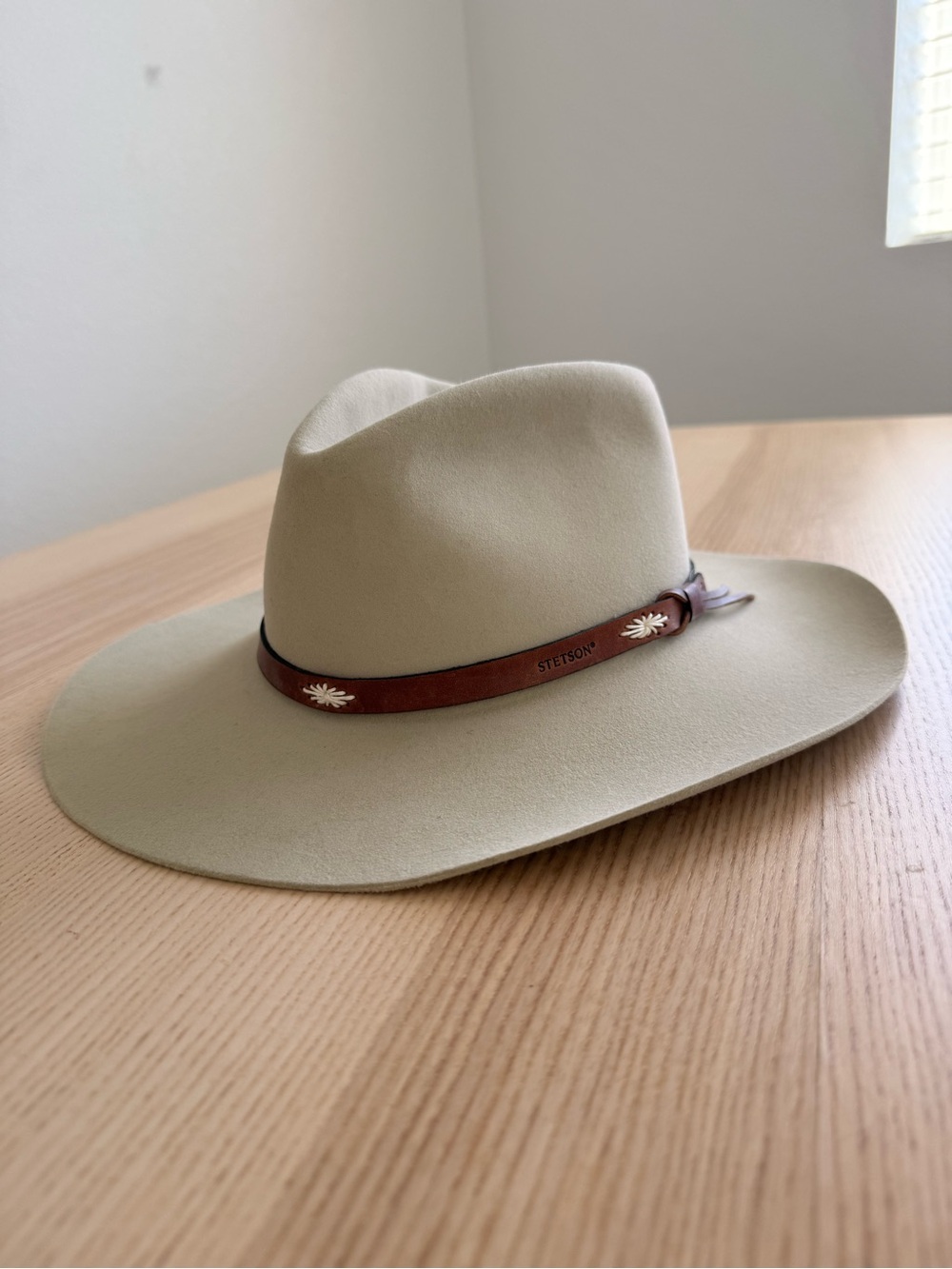 Stetson “Gun Club” Wool Felt Hat Western BOHO Wide Brim Fedora Cream Unisex